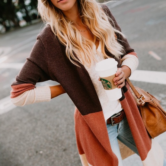 SOLD OUT!! Sweetest ColorBlock Sweater Cardigan! - Picture 2 of 6